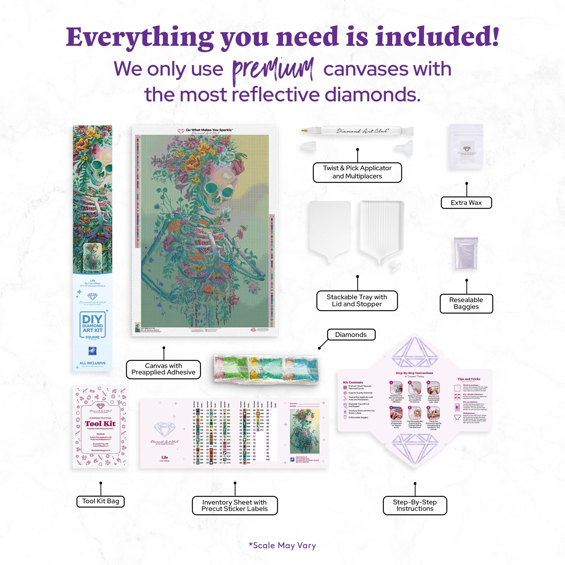 Diamond Painting Life 22" x 33" (55.8cm x 83.6cm) / Square with 75 Colors including 1 AB and 4 Fairy Dust Diamonds / 75,264