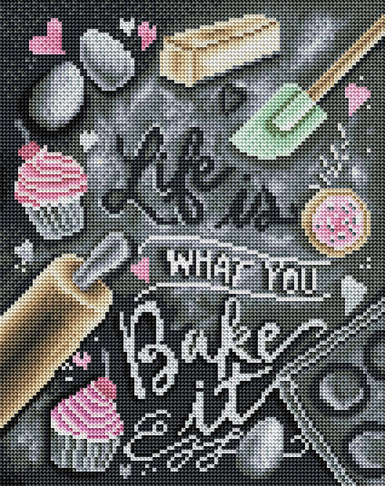 Diamond Painting Life Is What You Bake It 11.8" x 15.0" (30cm x 38cm) / Round With 34 Colors including 1 AB / 14,205