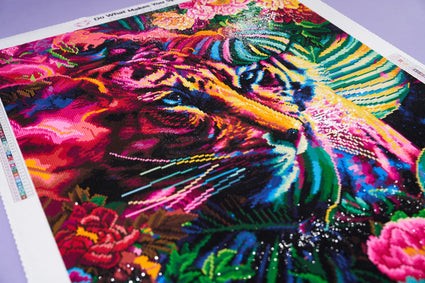 Diamond Painting Life of Tigers 22" x 28" (55.8cm x 70.7cm) / Square With 55 Colors Including 4 ABs / 63,616