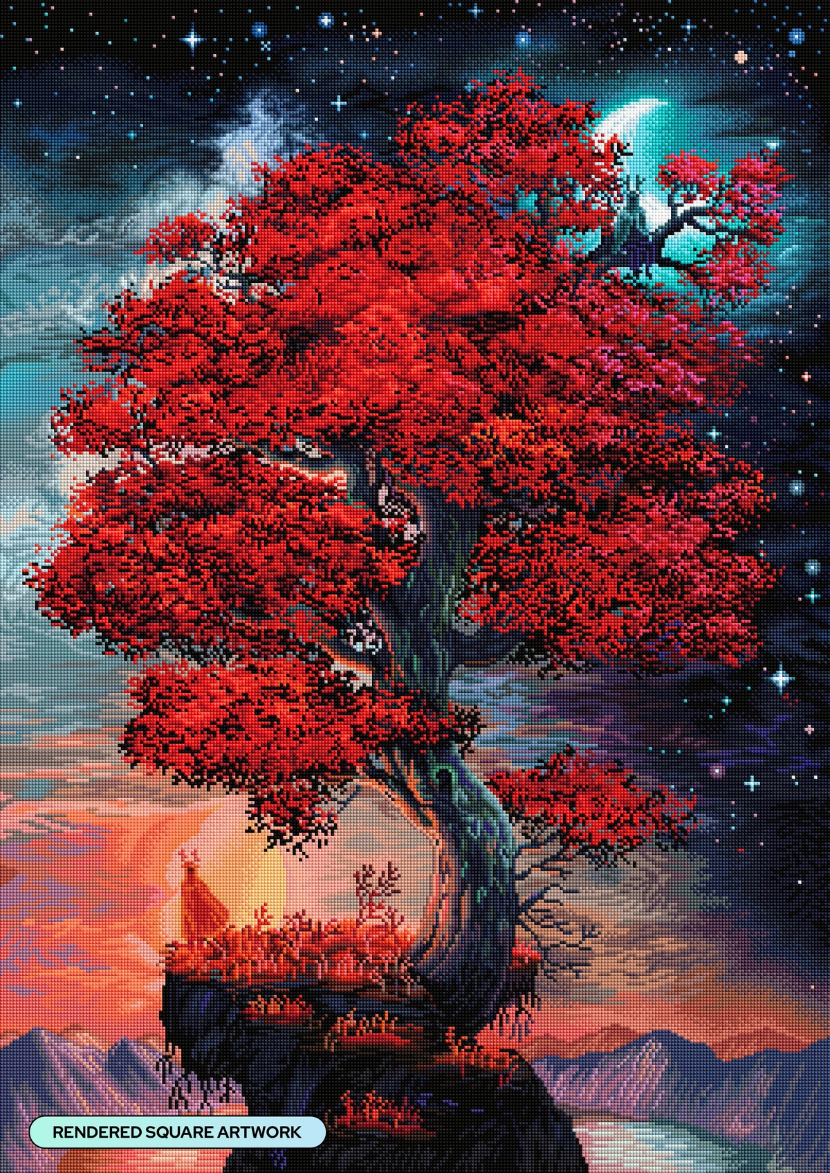 Diamond Painting Light & Dark in Equal Parts 25.6" x 36.2" (65cm x 91.8cm) / Square With 87 Colors Including 1 AB and 1 Frosted Diamond and 2 Fairy Dust Diamonds / 96,309