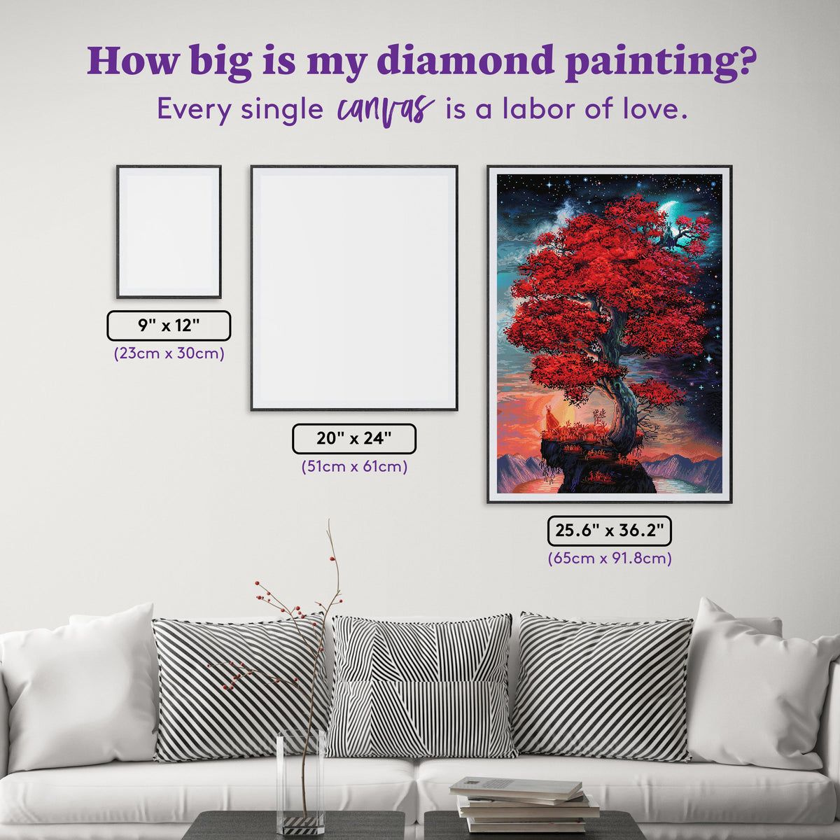 Diamond Painting Light & Dark in Equal Parts 25.6" x 36.2" (65cm x 91.8cm) / Square With 87 Colors Including 1 AB and 1 Frosted Diamond and 2 Fairy Dust Diamonds / 96,309