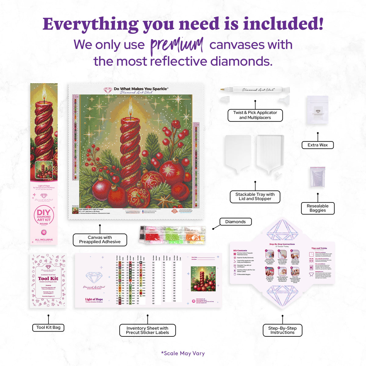 Diamond Painting Light of Hope 17" x 17" (42.7cm x 42.7cm) / Round with 48 Colors including 2 ABs and 1 Electro Diamond and 2 Fairy Dust Diamonds / 24,025