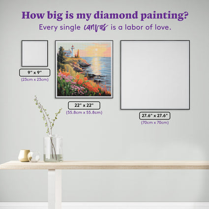 Diamond Painting Lighthouse on Bluff 22" x 22" (55.8cm x 55.8cm) / Square with 73 Colors including 3 ABs and 2 Fairy Dust Diamonds / 50,176