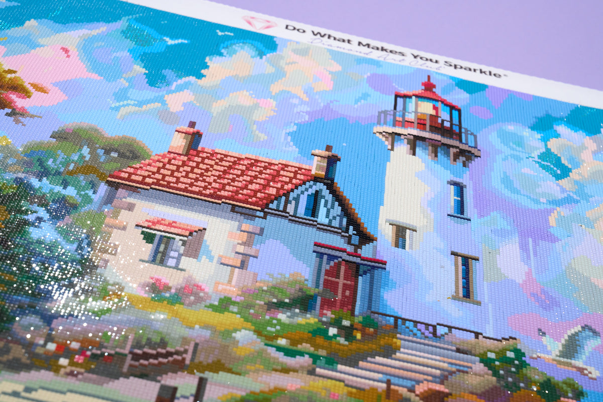 Diamond Painting Lighthouse Pathway 25.6" x 34.3" (65cm x 86.7cm) / Square with 95 Colors including 2 ABs and 4 Fairy Dust Diamonds / 91,089