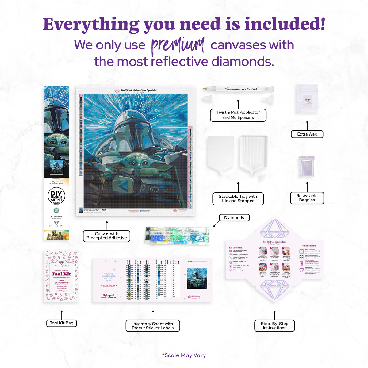 Diamond Painting Lightspeed 22" x 24" (55.6cm x 60.8cm) / Round with 66 Colors including 2 ABs and 1 Frosted Diamond and 3 Fairy Dust Diamonds / 44,642