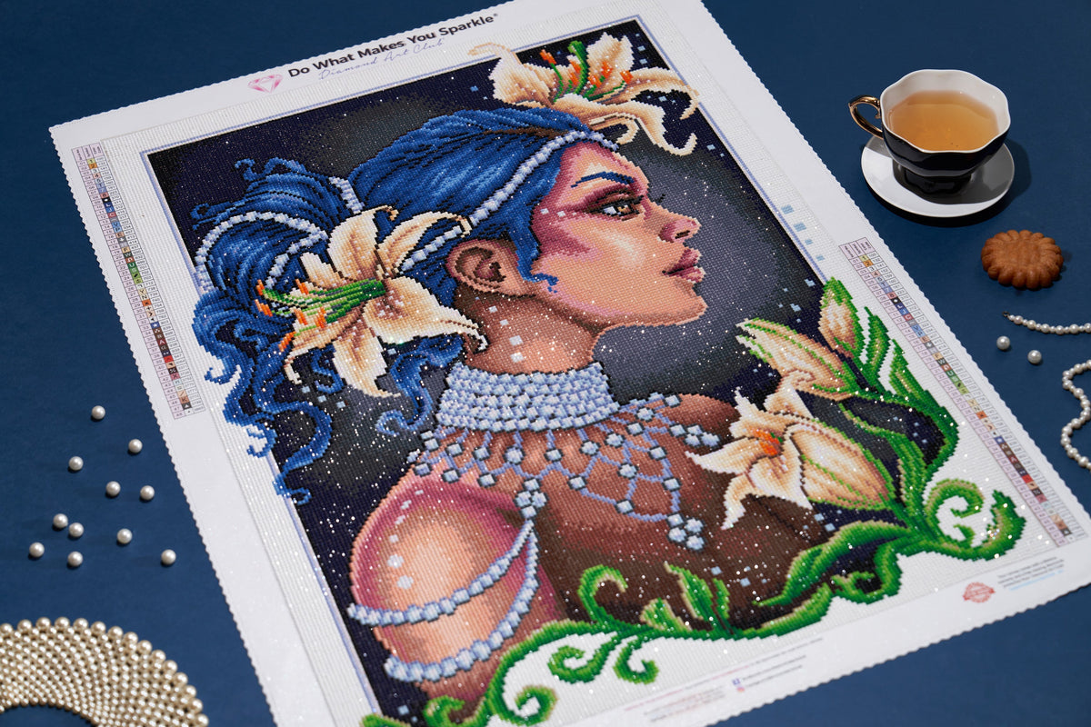 Diamond Painting Lilies and Pearls 20" x 27" (51cm x 69cm) / Round with 48 Colors including 3 ABs / 44,526
