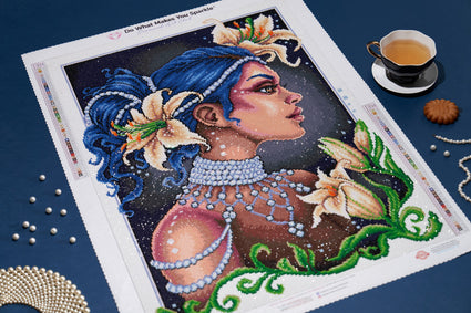 Diamond Painting Lilies and Pearls 20" x 27" (51cm x 69cm) / Round with 48 Colors including 3 ABs / 44,526