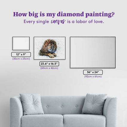 Diamond Painting Lion Watercolor 23.6″ x 16.5"(60cm x 42cm) / Round With 41 Colors Including 1 AB / 31,376
