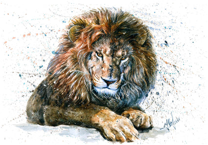 Diamond Painting Lion Watercolor 23.6″ x 16.5"(60cm x 42cm) / Round With 41 Colors Including 1 AB / 31,376