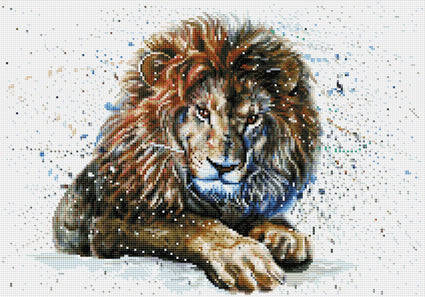 Diamond Painting Lion Watercolor 23.6″ x 16.5"(60cm x 42cm) / Round With 41 Colors Including 1 AB / 31,376