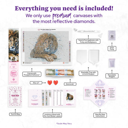 Diamond Painting Lion Watercolor 23.6″ x 16.5"(60cm x 42cm) / Round With 41 Colors Including 1 AB / 31,376