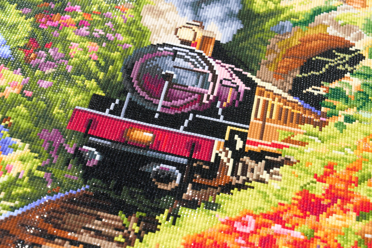 Diamond Painting Little Engine 27.6" x 27.6" (69.9cm x 69.9cm) / Square with 81 Colors including 3 ABs and 5 Fairy Dust Diamonds / 78,961