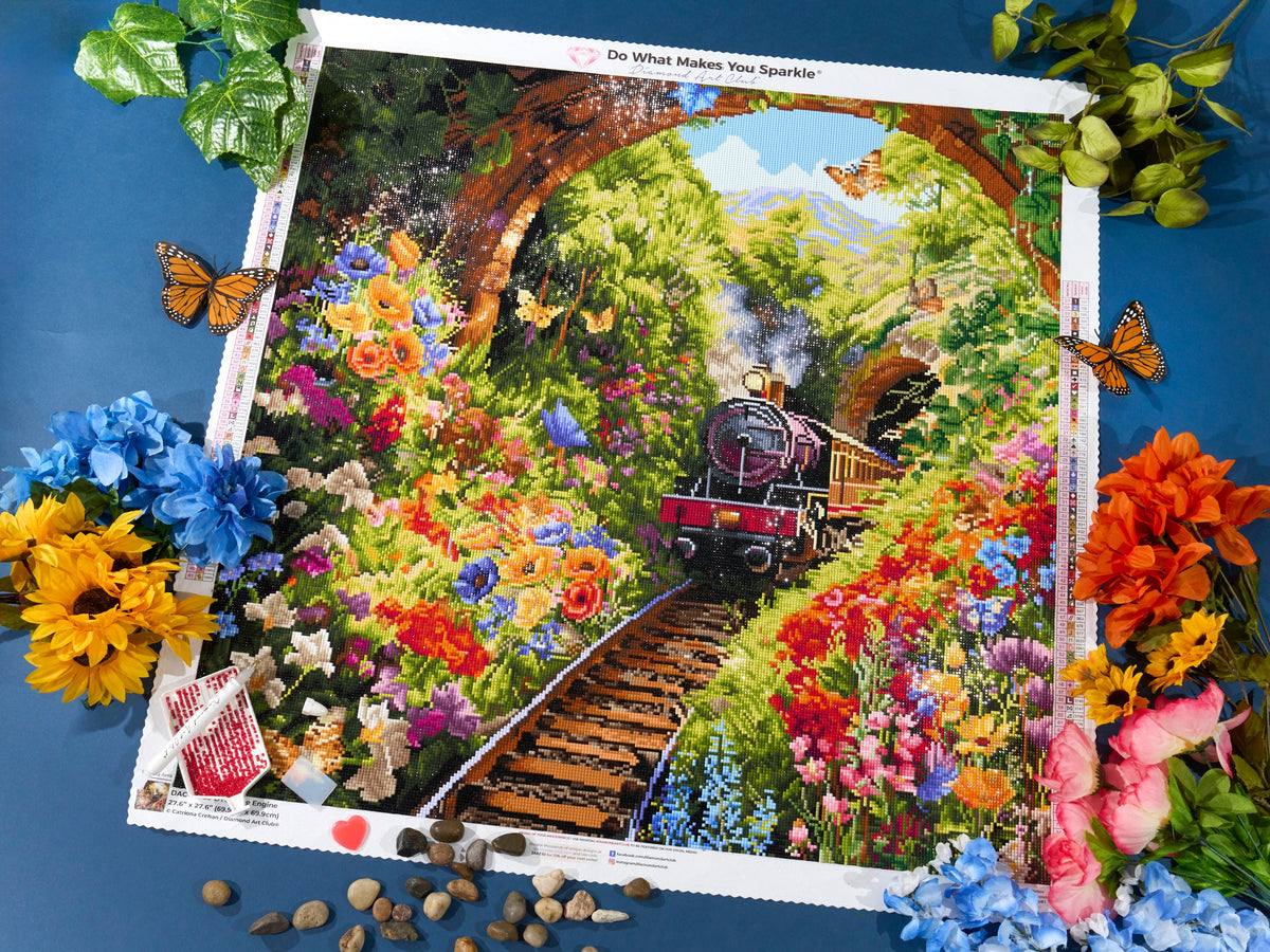Diamond Painting Little Engine 27.6" x 27.6" (69.9cm x 69.9cm) / Square with 81 Colors including 3 ABs and 5 Fairy Dust Diamonds / 78,961