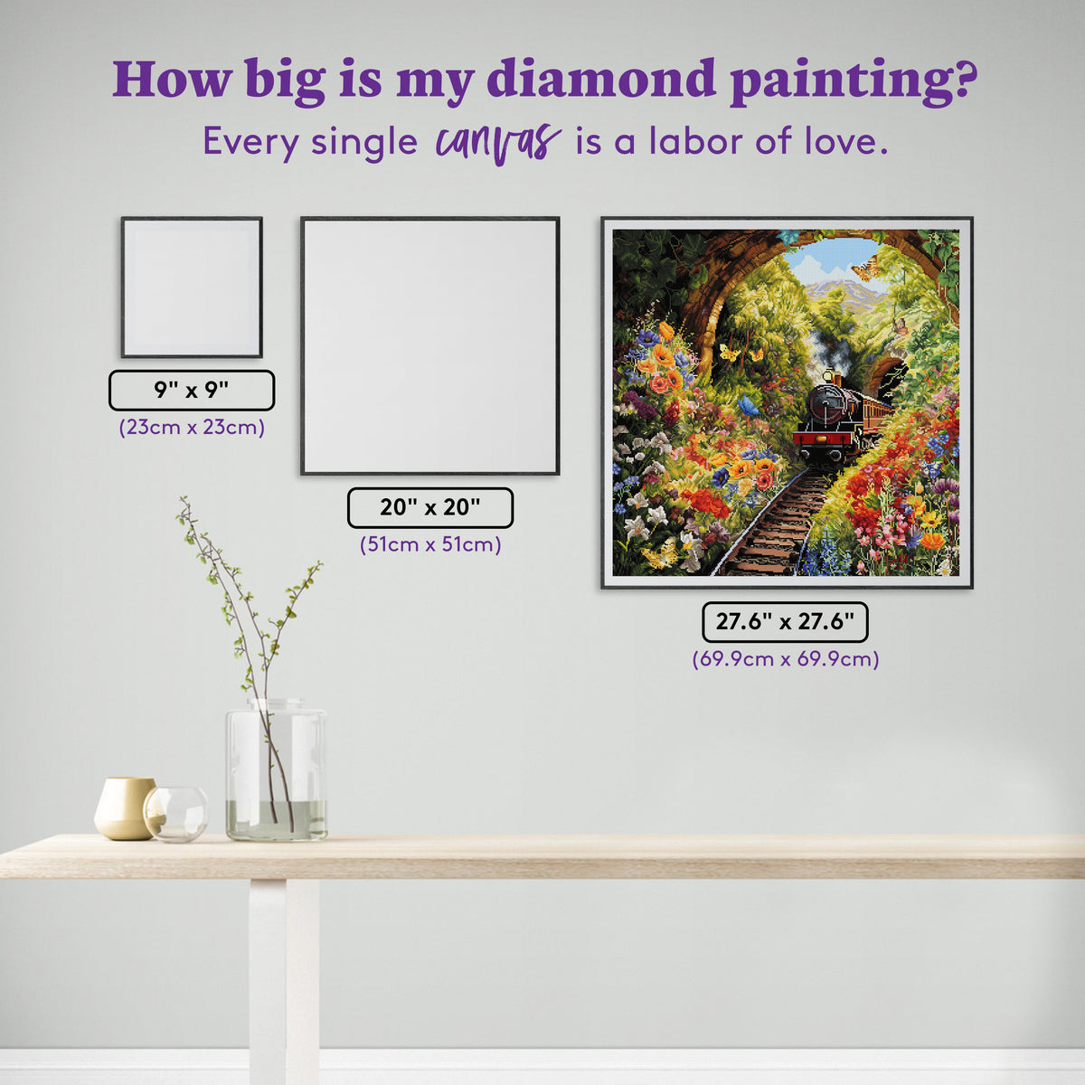 Diamond Painting Little Engine 27.6" x 27.6" (69.9cm x 69.9cm) / Square with 81 Colors including 3 ABs and 5 Fairy Dust Diamonds / 78,961