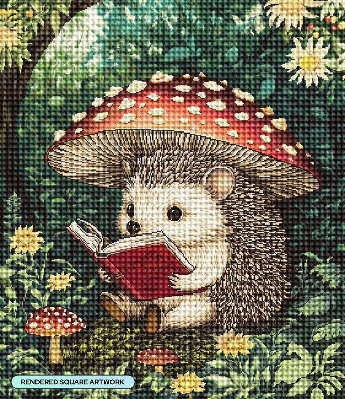 Diamond Painting Little Forage Hedgehog 27.6" x 31.9" (69.9cm x 80.9cm) / Square with 59 Colors including 3 ABs and 2 Fairy Dust Diamonds / 91,325