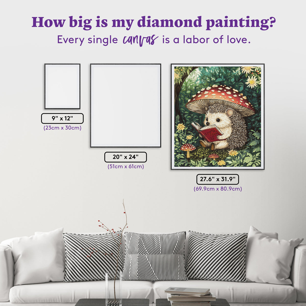 Diamond Painting Little Forage Hedgehog 27.6" x 31.9" (69.9cm x 80.9cm) / Square with 59 Colors including 3 ABs and 2 Fairy Dust Diamonds / 91,325