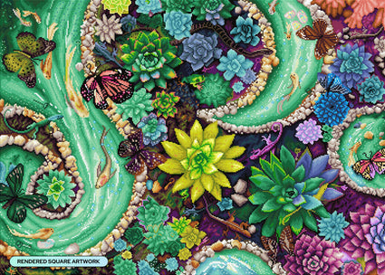 Diamond Painting Little Lizard Garden 38.6" x 27.6" (98cm x 70cm) / Square with 65 Colors including 5 ABs and 2 Fairy Dust Diamonds / 110,433