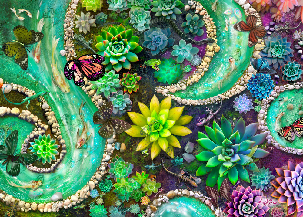succulent garden painting Little Lizard Garden – Diamond Art Club