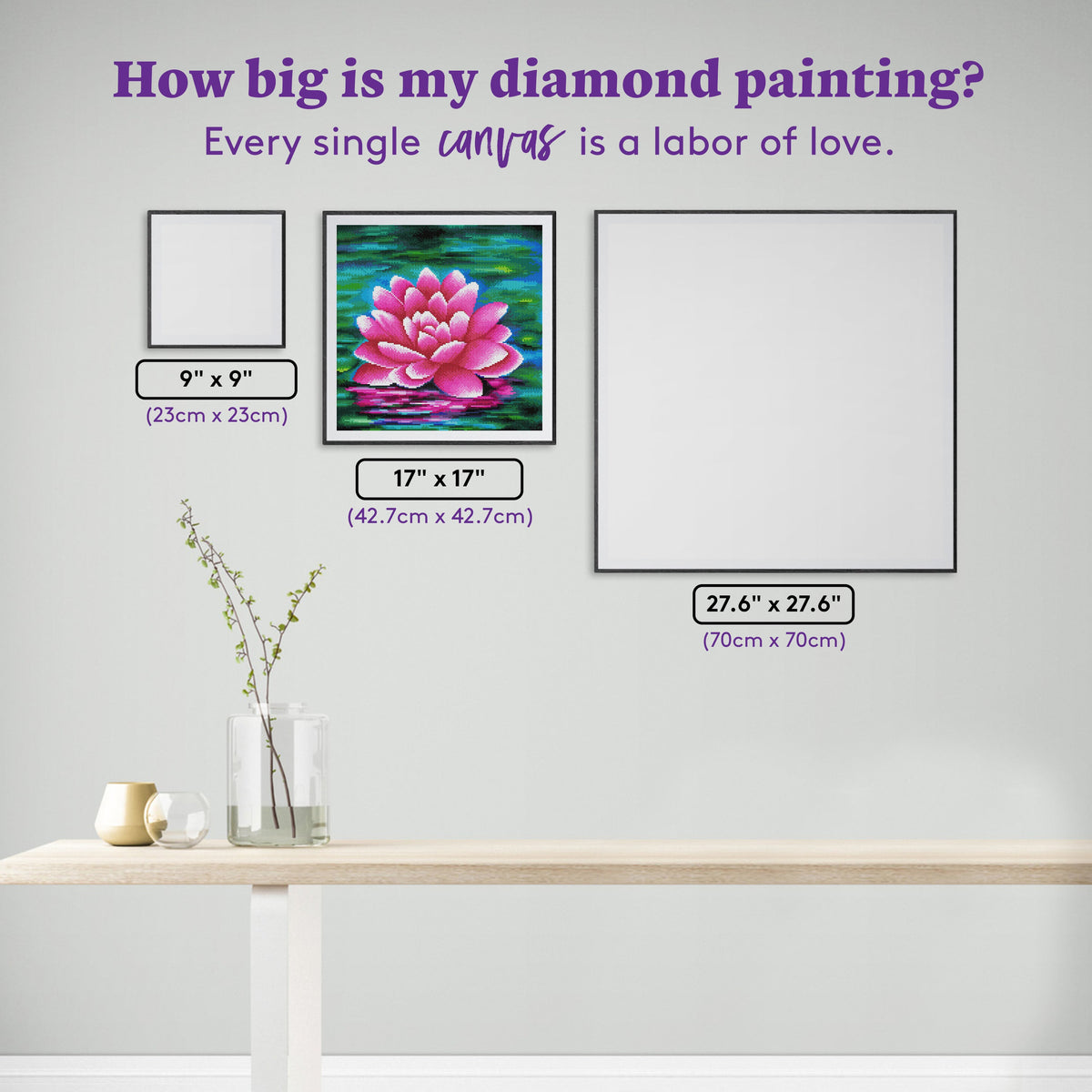Diamond Painting Lotus Pond 17" x 17" (42.7cm x 42.7cm) / Round With 58 Colors Including 3 ABs and 3 Fairy Dust Diamonds / 24,025