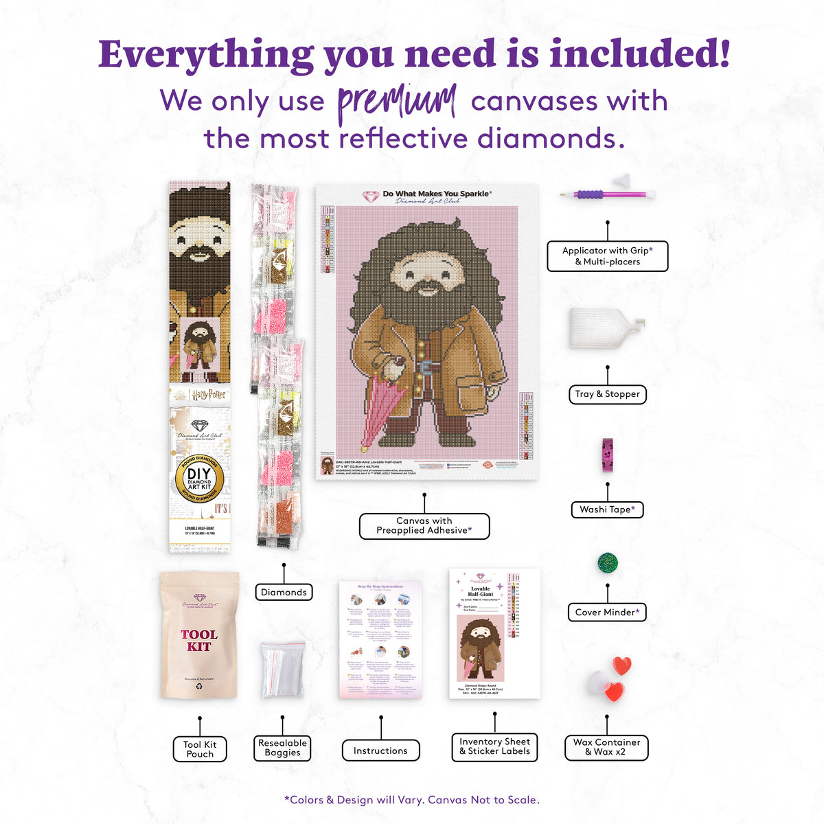 Diamond Painting Lovable Half-Giant 13" x 18" (32.8cm x 45.7cm) / Round With 16 Colors including 1 ABs / 19,071