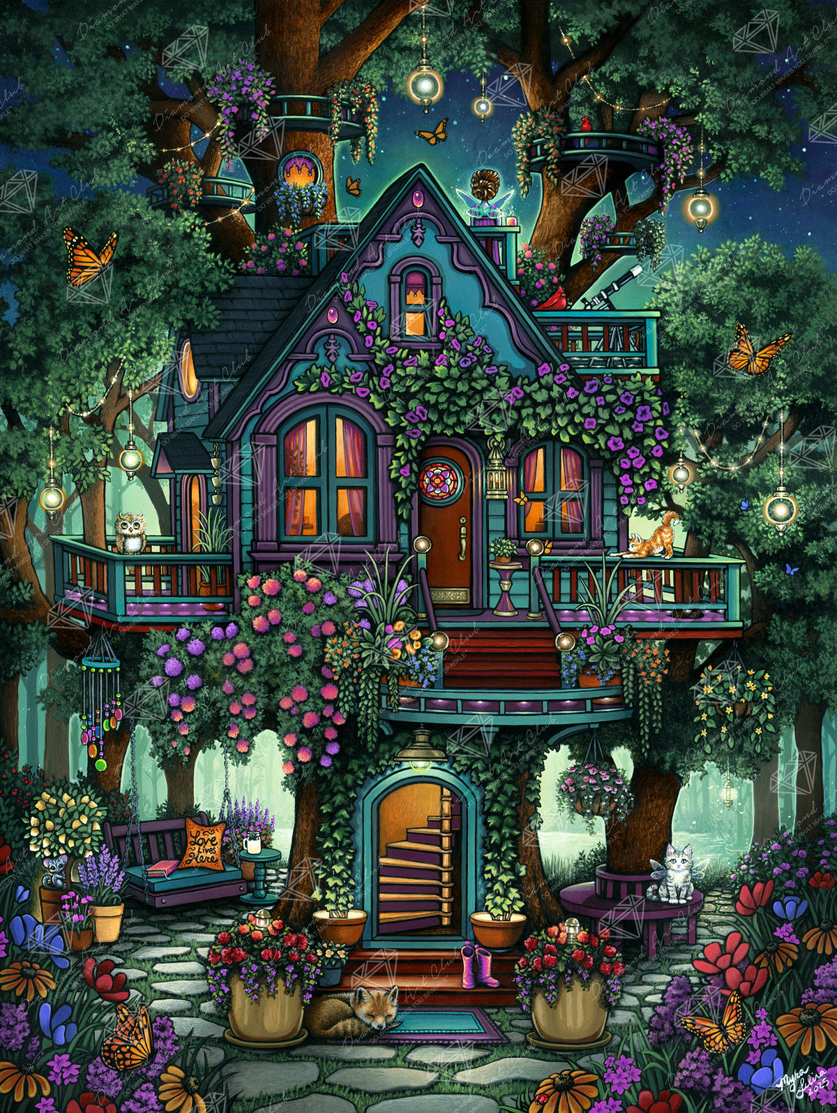 Diamond Painting Love Lives Here 27.6" x 36.6" (69.9cm x 92.8cm) / Square with 100 Colors including 2 ABs and 1 Frosted Diamond and 3 Fairy Dust Diamonds / 104,813