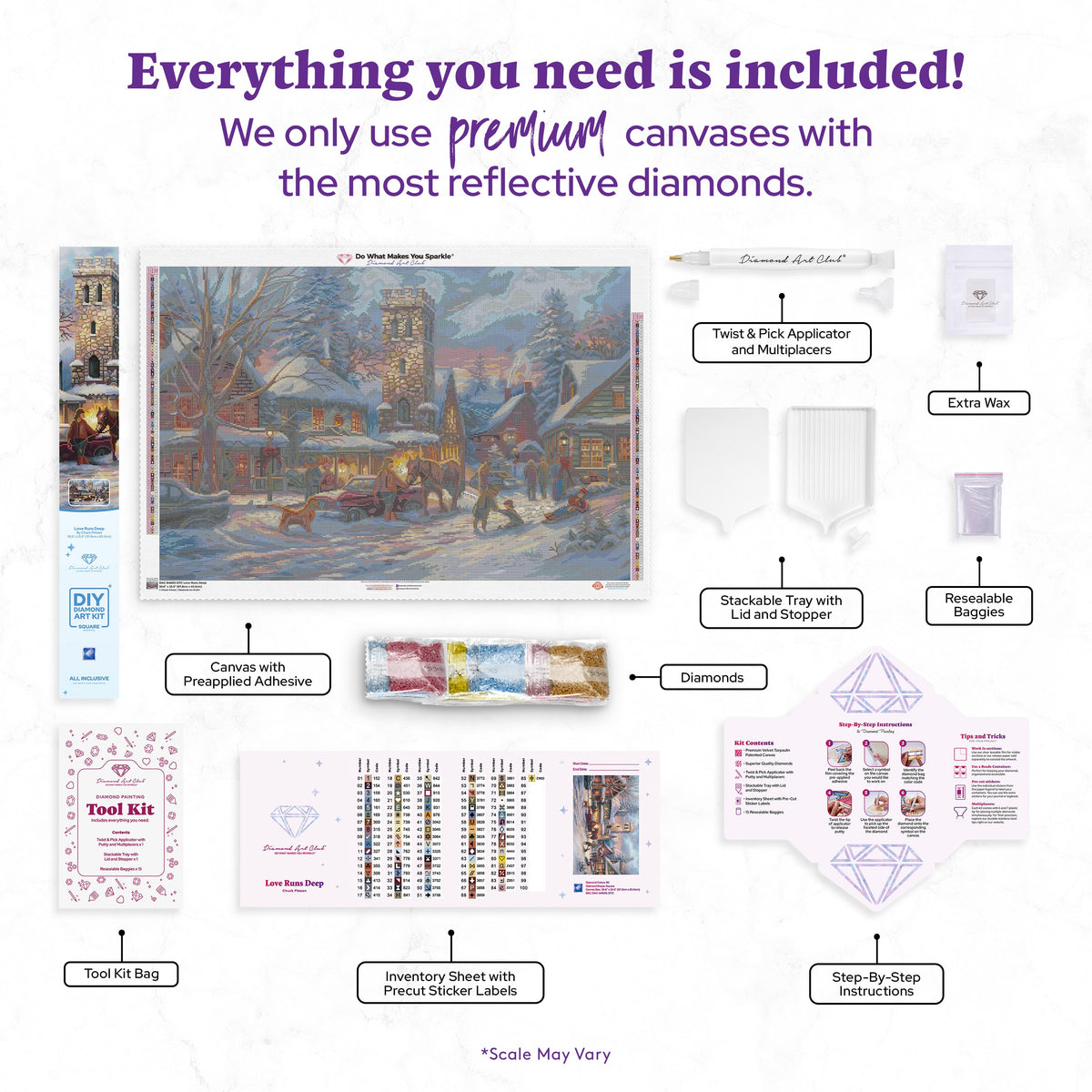 Diamond Painting Love Runs Deep 38.6" x 25.6" (97.8cm x 65cm) / Square With 85 Colors Including 2 ABs and 5 Fairy Dust Diamonds / 102,573