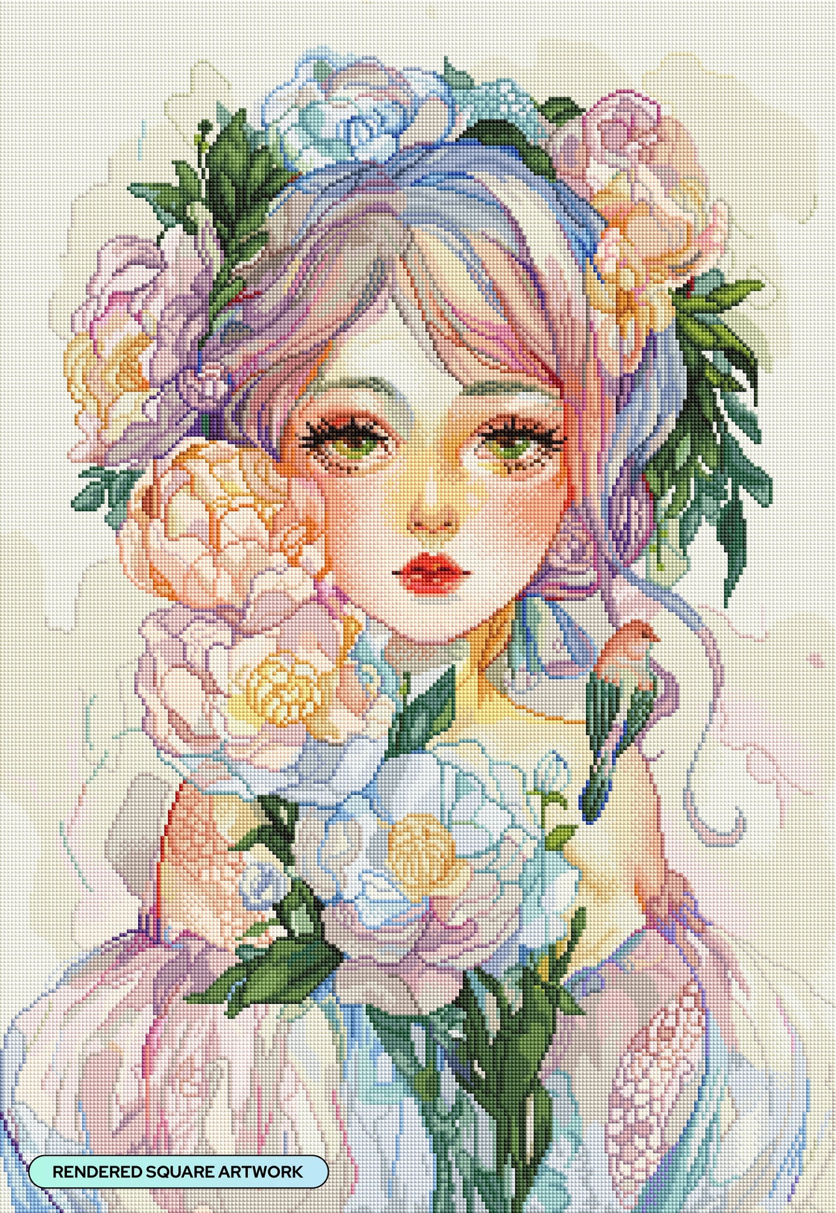 Diamond Painting Love, Tessie 22" x 32" (55.8cm x 80.9cm) / Square with 100 Colors including 1 AB and 3 Fairy Dust Diamonds / 72,800