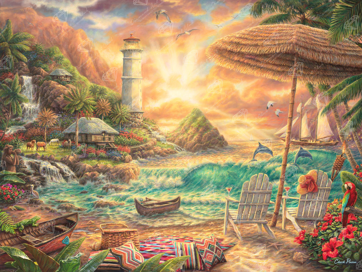 Diamond Painting Love the Beach 36.6" x 27.6" (92.8cm x 69.9cm) / Square With 88 Colors Including 2 ABs and 6 Fairy Dust Diamonds / 104,813