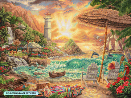 Diamond Painting Love the Beach 36.6" x 27.6" (92.8cm x 69.9cm) / Square With 88 Colors Including 2 ABs and 6 Fairy Dust Diamonds / 104,813