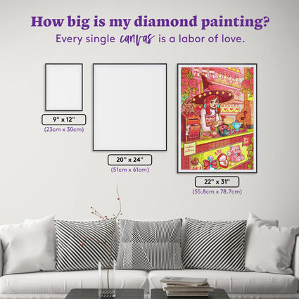 Diamond Painting Love Witch Magical Shop 22" x 31" (55.8cm x 78.7cm) / Square with 59 Colors including 2 ABs and 6 Fairy Dust Diamonds / 70,784