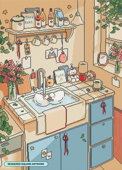 Diamond Painting Lovebirds 23.6" x 33.1" (60cm x 83.9cm) / Square With 57 Colors Including 2 ABs and 5 Fairy Dust Diamonds / 81,217