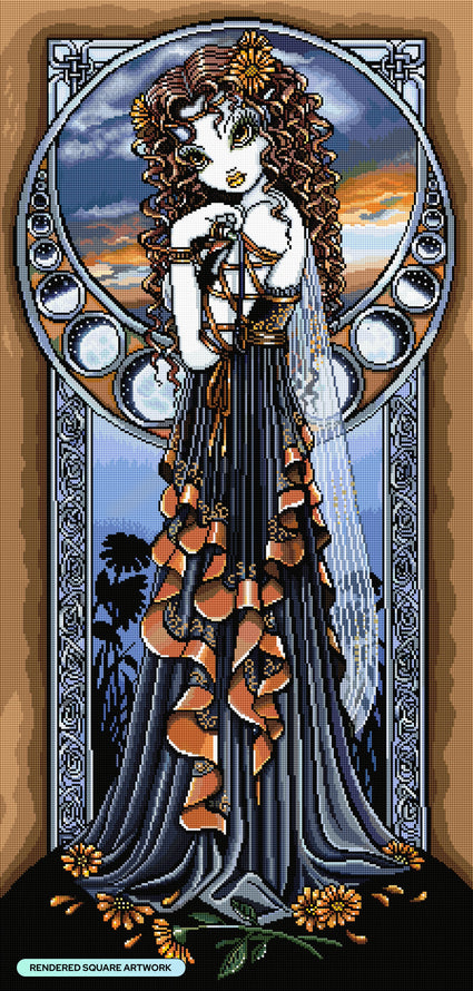 Diamond Painting Lucia 22" x 46" (55.8cm x 116.8cm) / Square with 60 Colors including 1 AB and 1 Electro Diamond and 2 Fairy Dust Diamonds / 105,056