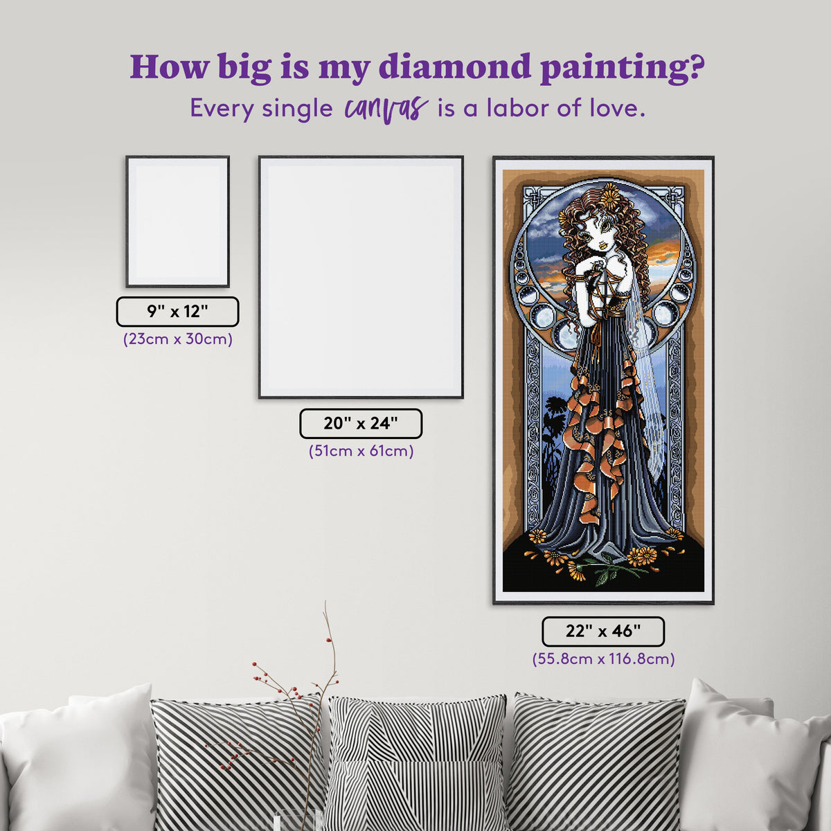 Diamond Painting Lucia 22" x 46" (55.8cm x 116.8cm) / Square with 60 Colors including 1 AB and 1 Electro Diamond and 2 Fairy Dust Diamonds / 105,056