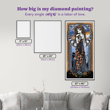 Diamond Painting Lucia 22" x 46" (55.8cm x 116.8cm) / Square with 60 Colors including 1 AB and 1 Electro Diamond and 2 Fairy Dust Diamonds / 105,056