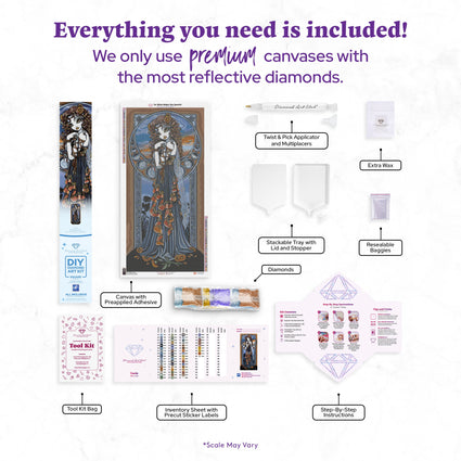 Diamond Painting Lucia 22" x 46" (55.8cm x 116.8cm) / Square with 60 Colors including 1 AB and 1 Electro Diamond and 2 Fairy Dust Diamonds / 105,056