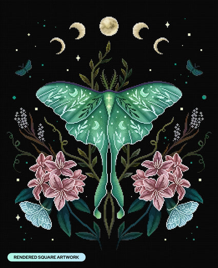 Diamond Painting Luna and Rhododendron 25.6" x 31.5" (65cm x 79.9cm) / Square with 51 Colors including 2 ABs and 2 Iridescent Diamonds and 2 Fairy Dust Diamonds / 83,781