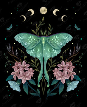 Diamond Painting Luna and Rhododendron 25.6" x 31.5" (65cm x 79.9cm) / Square with 51 Colors including 2 ABs and 2 Iridescent Diamonds and 2 Fairy Dust Diamonds / 83,781