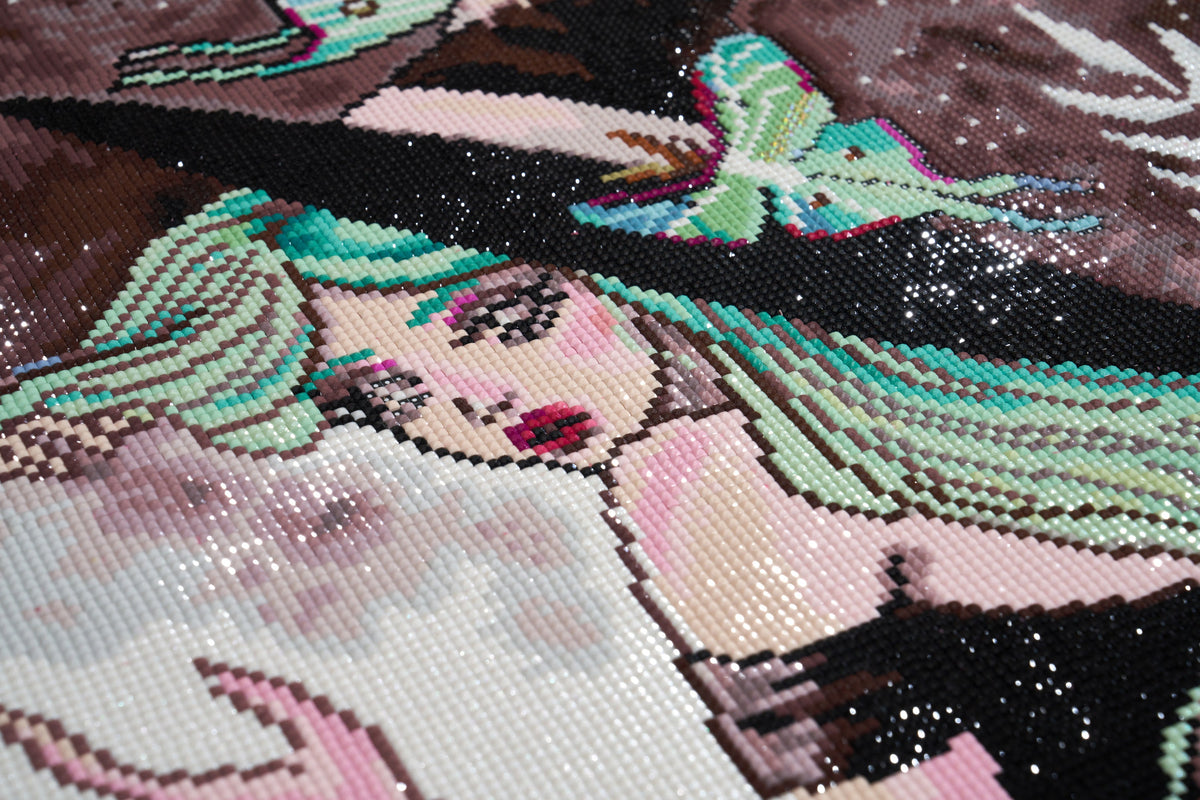 Diamond Painting Luna Moth Witch 22" x 30" (55.8cm x 76cm) / Square with 40 Colors including 1 AB Diamonds and 2 Fairy Dust Diamonds / 68,320