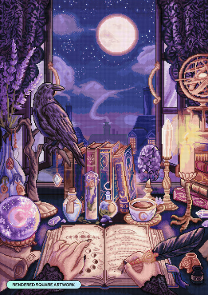 Diamond Painting Lunar Witch's Lair 25.6" x 36.2" (65cm x 91.8cm) / Square with 53 Colors including 3 ABs and 2 Fairy Dust Diamonds / 96,309