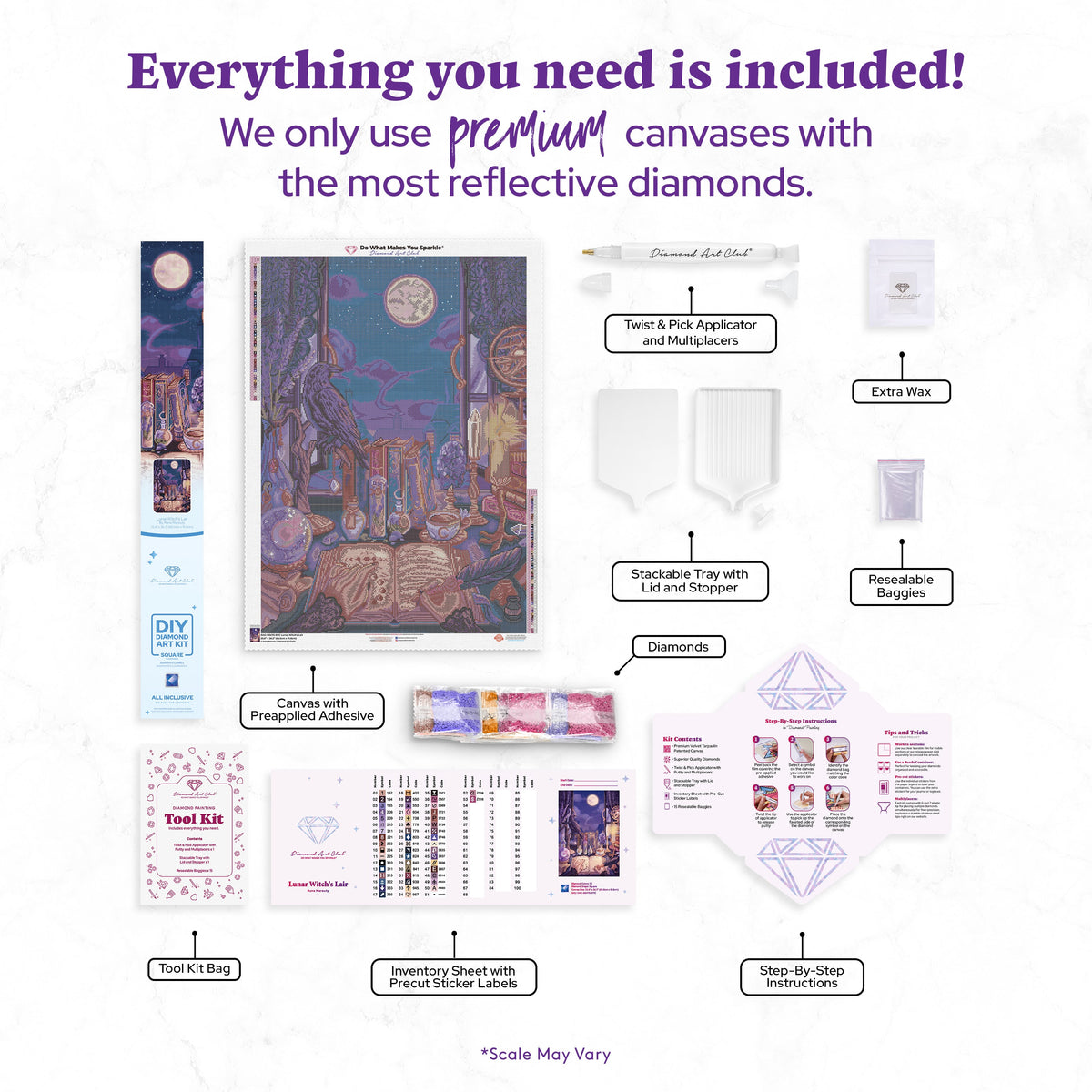 Diamond Painting Lunar Witch's Lair 25.6" x 36.2" (65cm x 91.8cm) / Square with 53 Colors including 3 ABs and 2 Fairy Dust Diamonds / 96,309