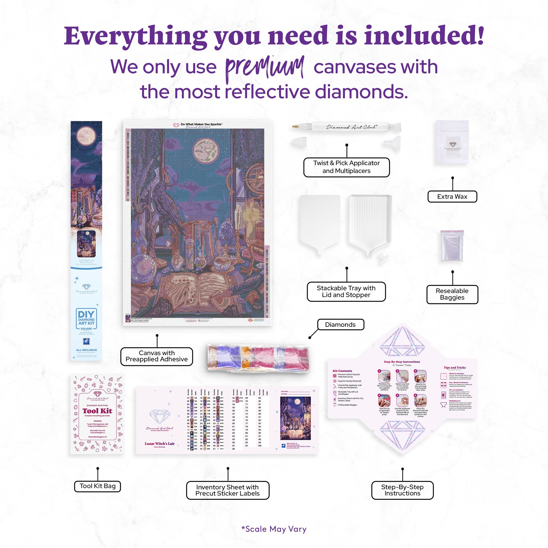 Diamond Painting Lunar Witch's Lair 25.6" x 36.2" (65cm x 91.8cm) / Square with 53 Colors including 3 ABs and 2 Fairy Dust Diamonds / 96,309