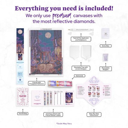 Diamond Painting Lunar Witch's Lair 25.6" x 36.2" (65cm x 91.8cm) / Square with 53 Colors including 3 ABs and 2 Fairy Dust Diamonds / 96,309