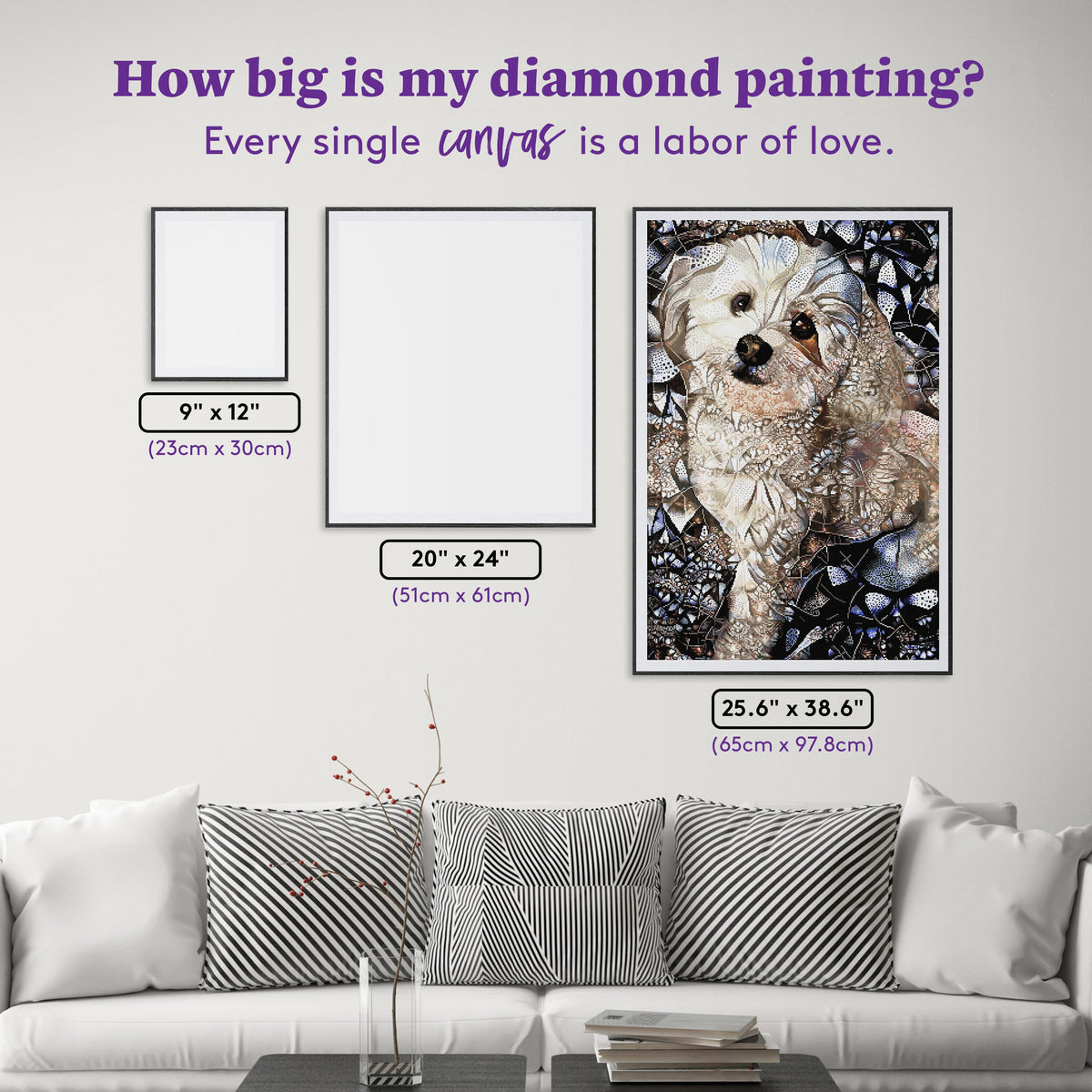Diamond Painting Mackensie the Morkipoo 25.6" x 38.6" (65cm x 97.8cm) / Square with 63 Colors including 3 ABs and 2 Fairy Dust Diamonds / 102,573