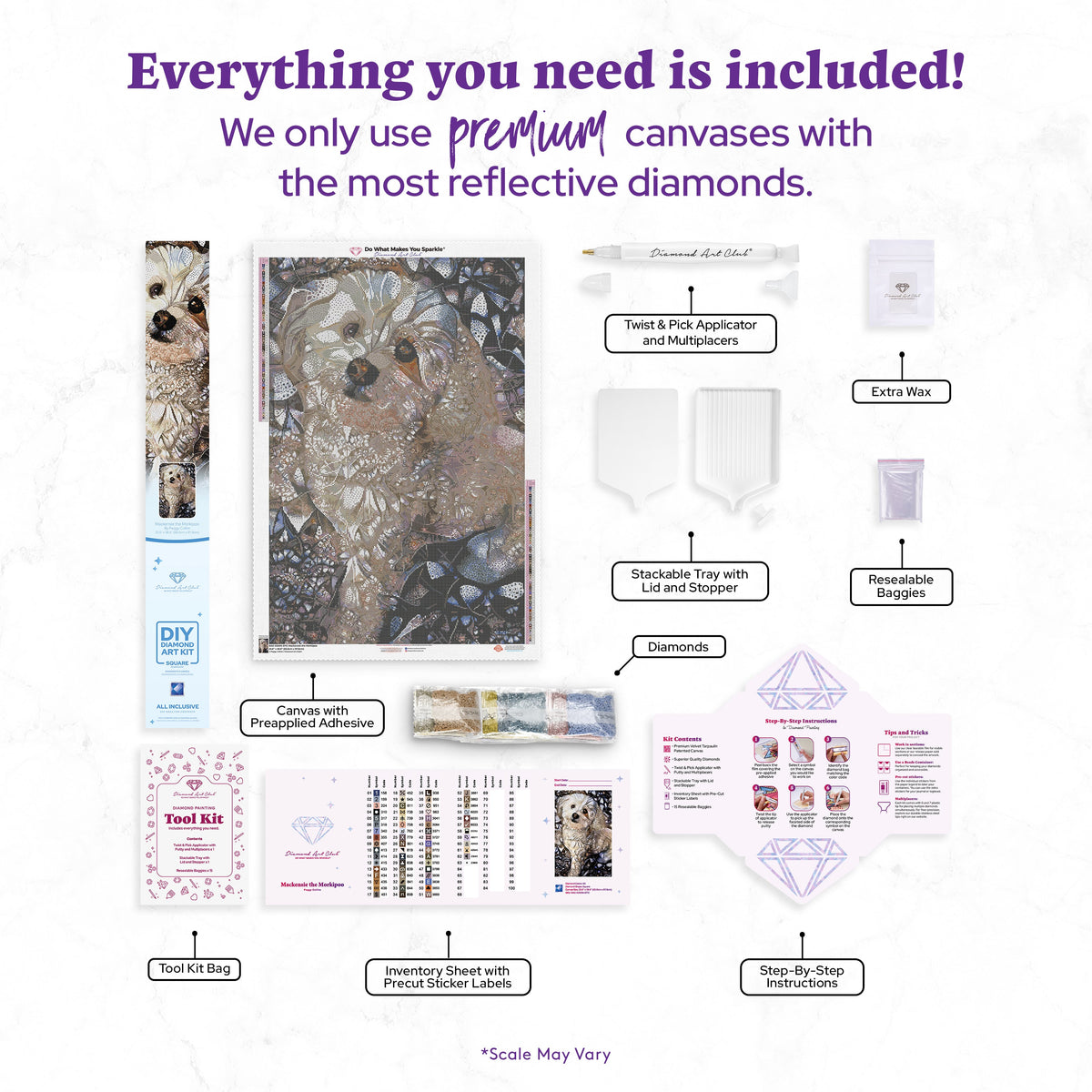 Diamond Painting Mackensie the Morkipoo 25.6" x 38.6" (65cm x 97.8cm) / Square with 63 Colors including 3 ABs and 2 Fairy Dust Diamonds / 102,573