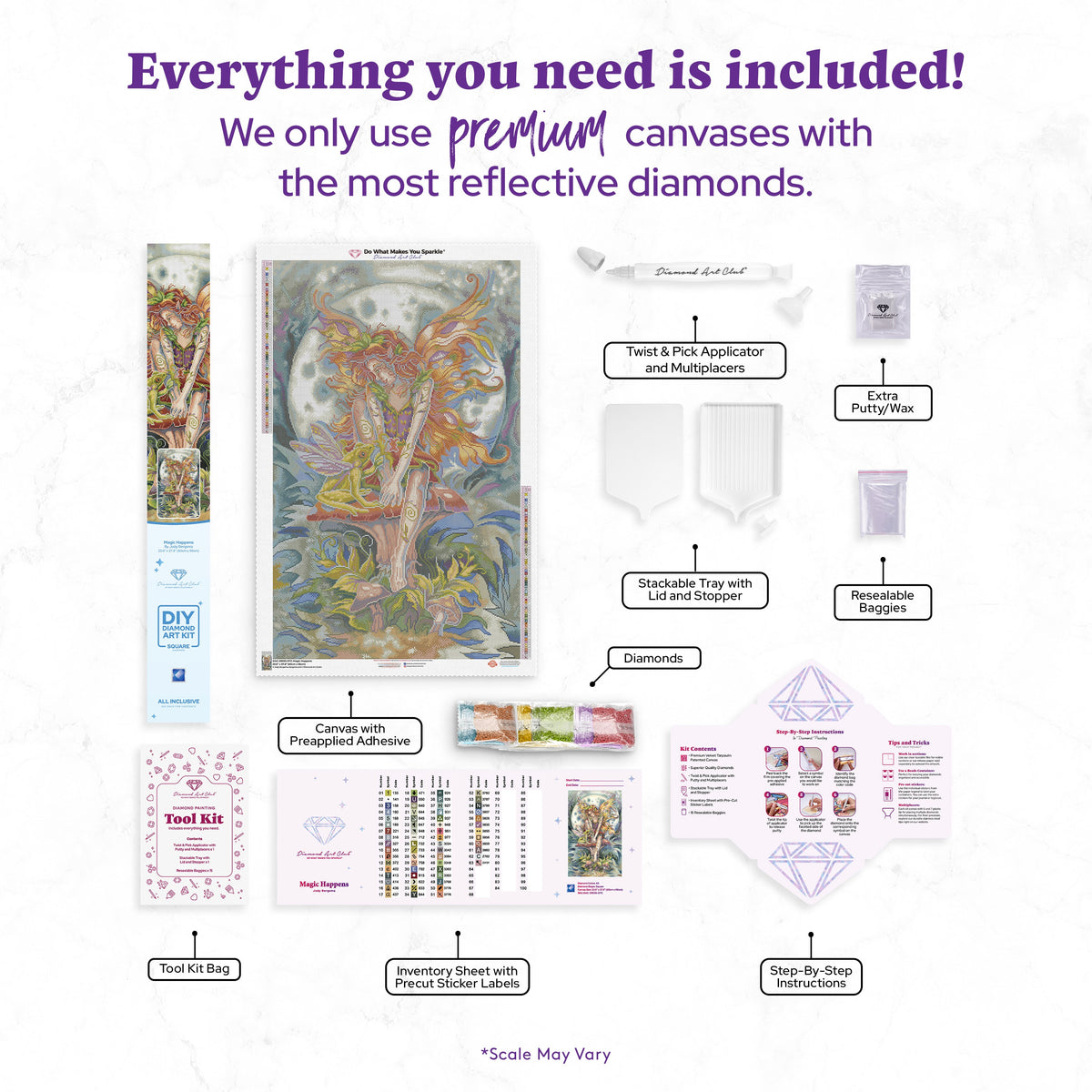 Diamond Painting Magic Happens 23.6" x 37.8" (60cm x 96cm) / Square With 63 Colors Including 2 ABs and 2 Fairy Dust Diamonds / 92,400