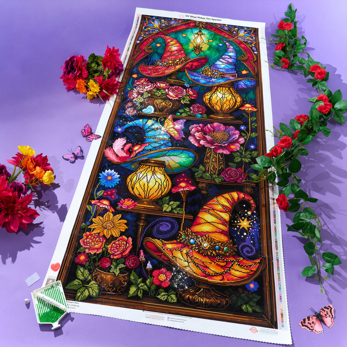 Diamond Painting Magic Hats 25.6" x 61.4" (65cm x 155.8cm) / Square With 88 Colors Including 3 ABs and 2 Special Diamonds and 9 Fairy Dust Diamonds / 163,386