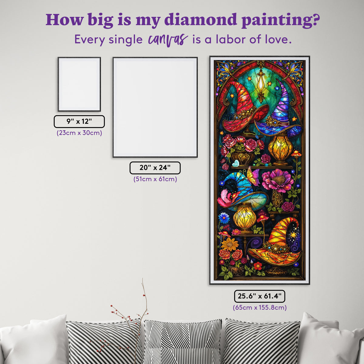 Diamond Painting Magic Hats 25.6" x 61.4" (65cm x 155.8cm) / Square With 88 Colors Including 3 ABs and 2 Special Diamonds and 9 Fairy Dust Diamonds / 163,386