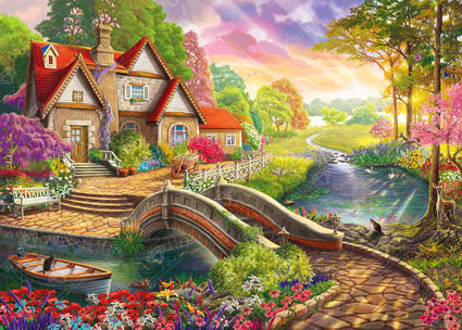 Diamond Painting Magic House by the River 38.6" x 27.6" (98cm x 70cm) / Square with 51 Colors including 5 ABs and 2 Fairy Dust Diamonds / 110,433