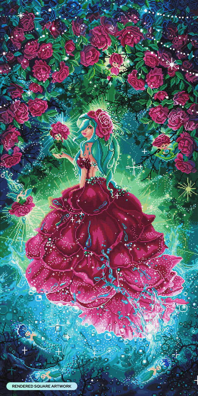 Diamond Painting Magic Roses 25.6" x 51.2" (65cm x 130cm) / Square With 62 Colors Including 3 ABs and 2 Fairy Dust Diamonds and 1 Special Diamonds / 135,946