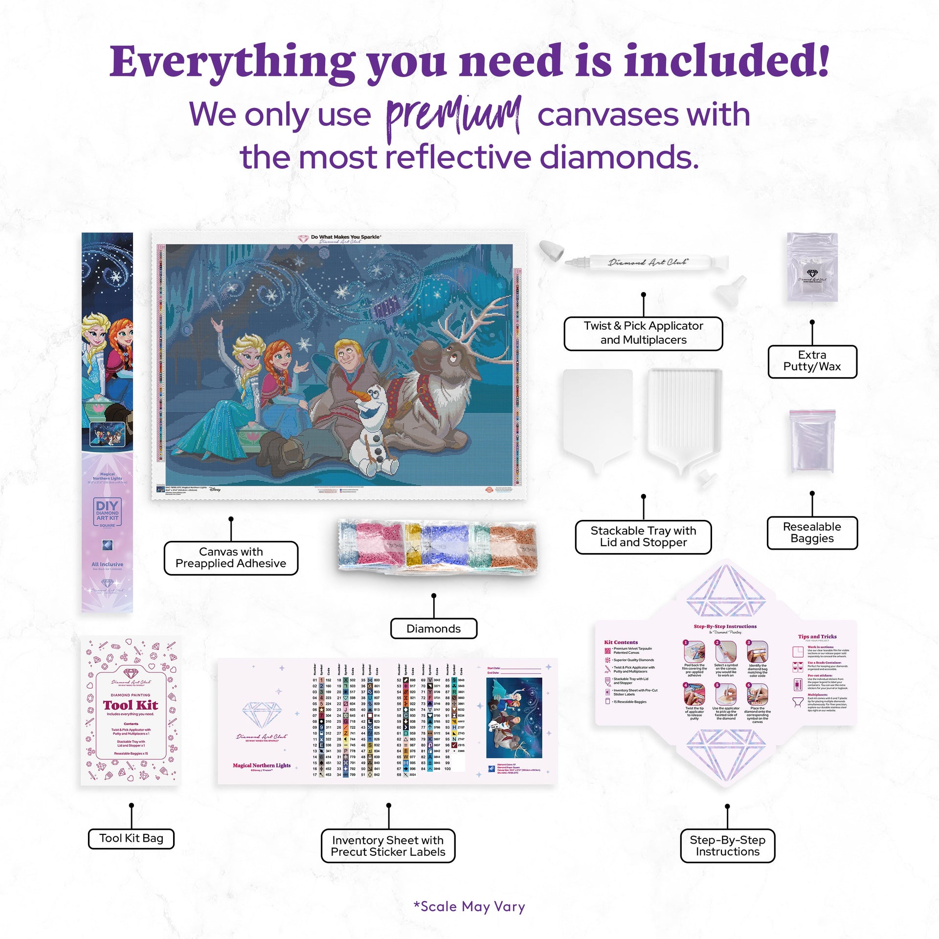 Diamond Painting Magical Northern Lights 39.8" x 27.6" (100.8cm x 69.9cm) / Square with 97 Colors including 1 AB and 5 Fairy Dust Diamonds / 113,805